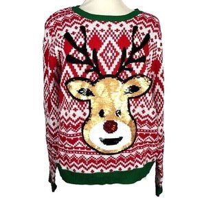NO BOUNDARIES christmas sweater Sequin Reindeer CHRISTMAS size XXL (19)